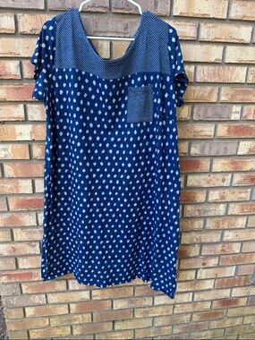 Old Navy Navy and White Dot Midi Shift Dress